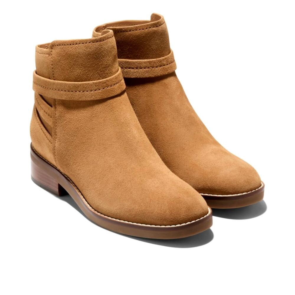 Cole Haan Women's Golden Honey Suede Rosalyn Ankle Strap Waterproof Boots Size 9